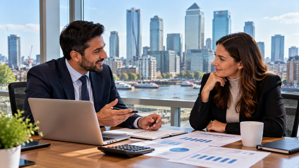 Tax Consultant in Tower Hamlets UK meeting a local client
