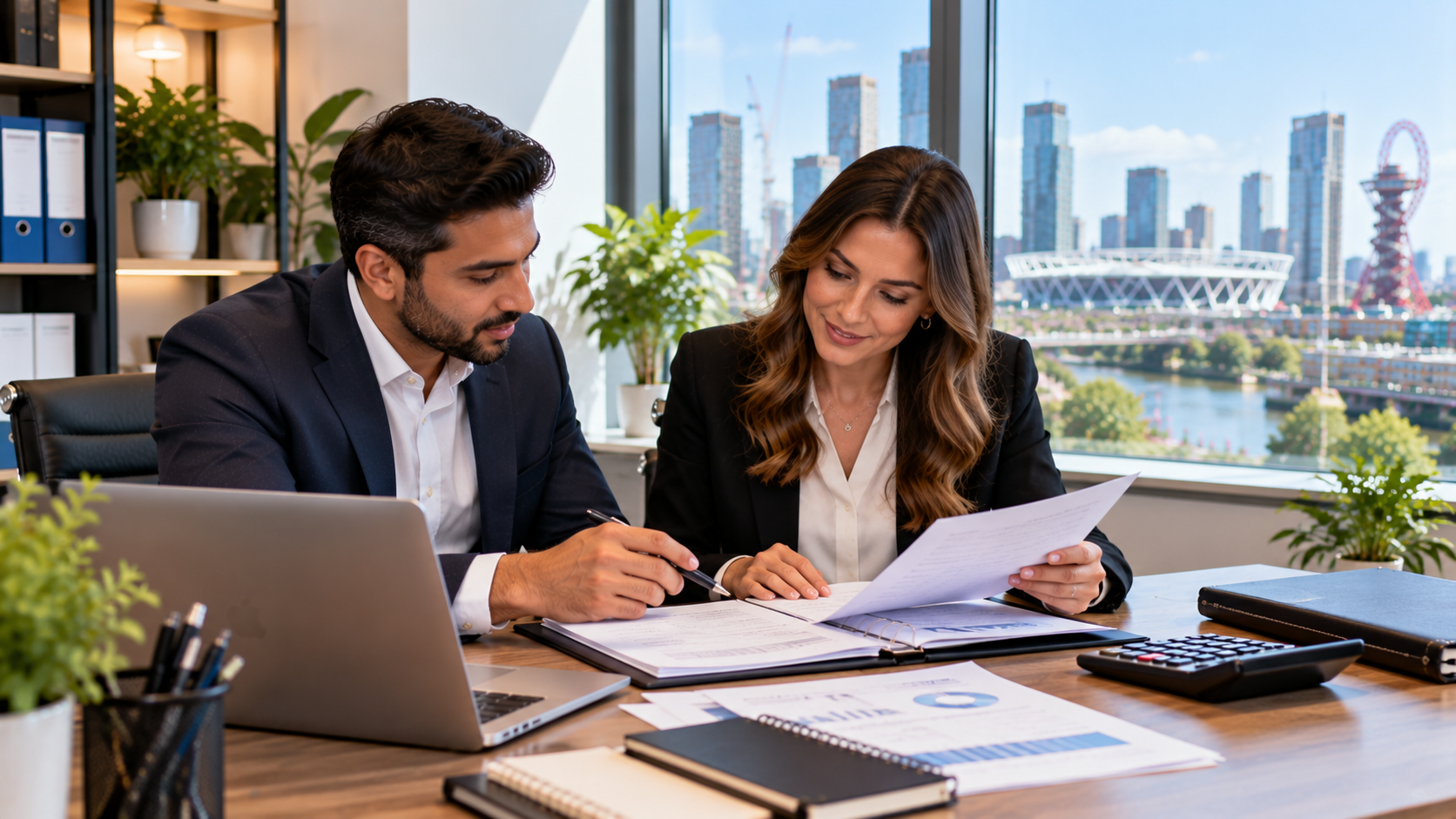 Professional tax consultants in Newham reviewing client accounts