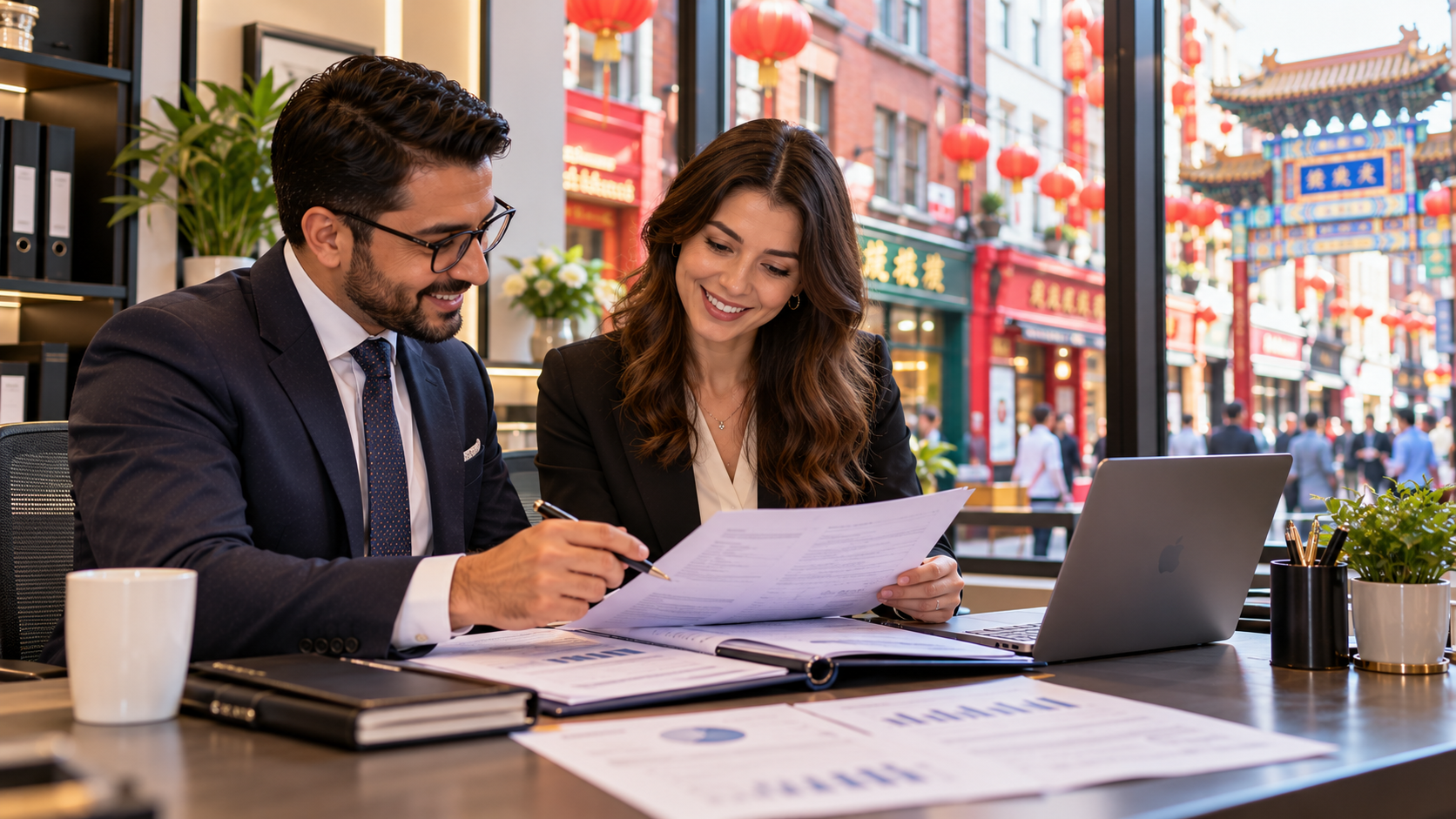 Reliable tax specialists in Chinatown reviewing a client file