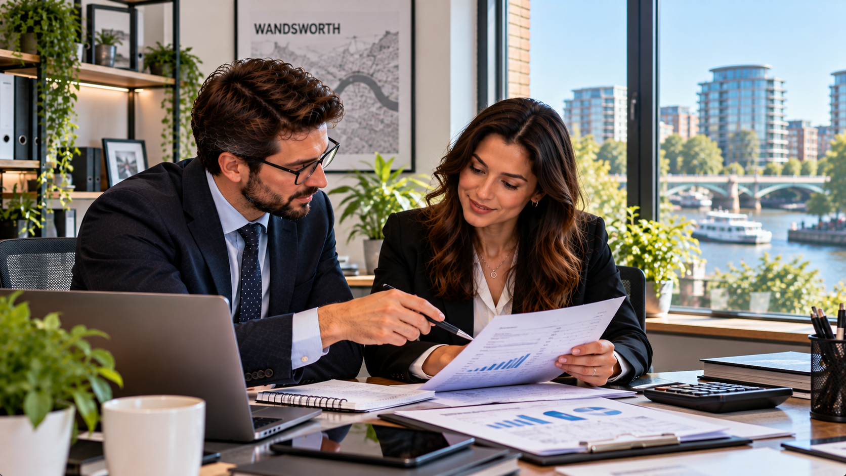 Professional tax consultants in Wandsworth reviewing client accounts