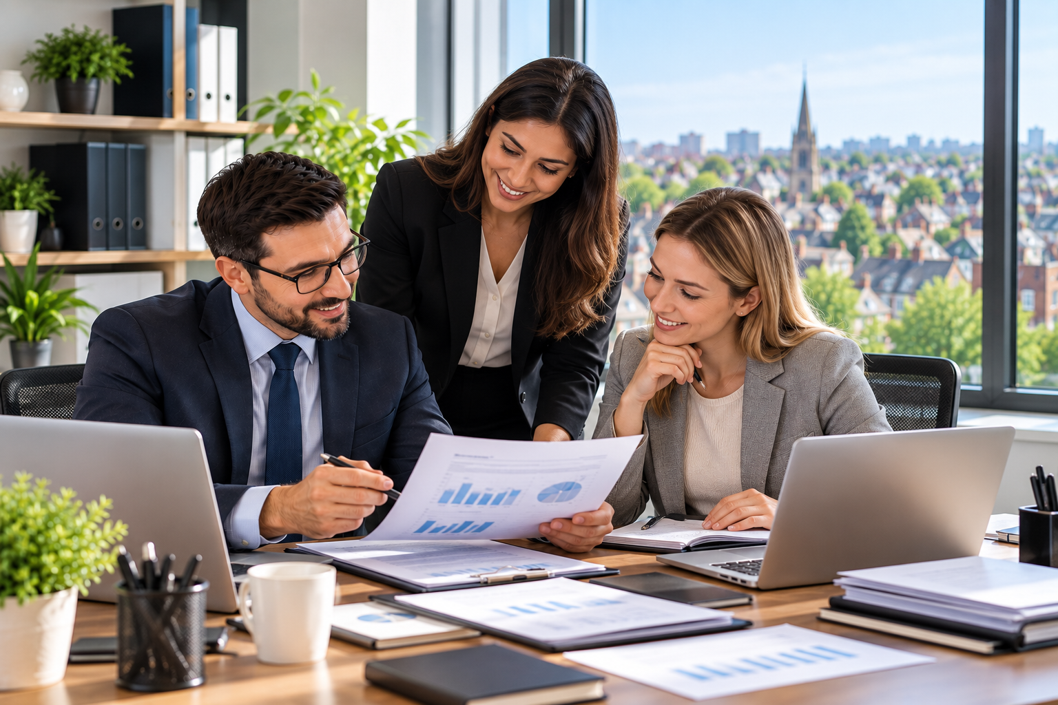 Professional tax consultants in Harrow reviewing client accounts