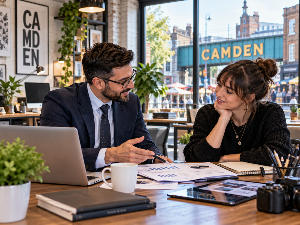 Tax Consultant in Camden UK meeting a local client
