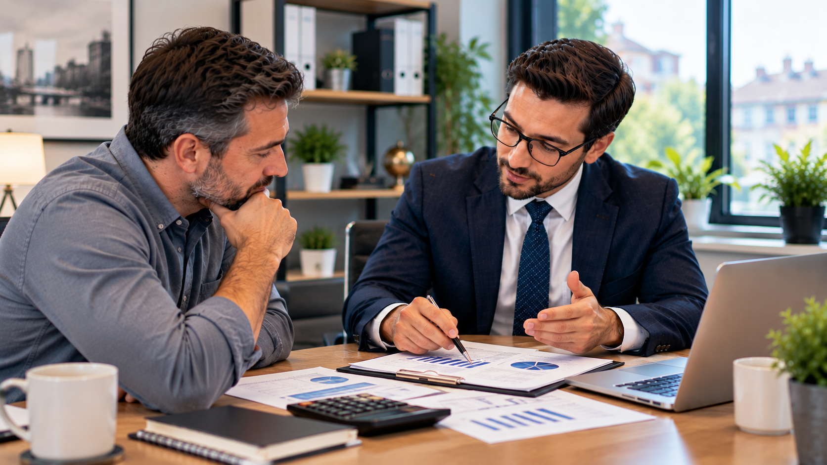 Tax Consultant in Haringey reviewing accounts with a local client