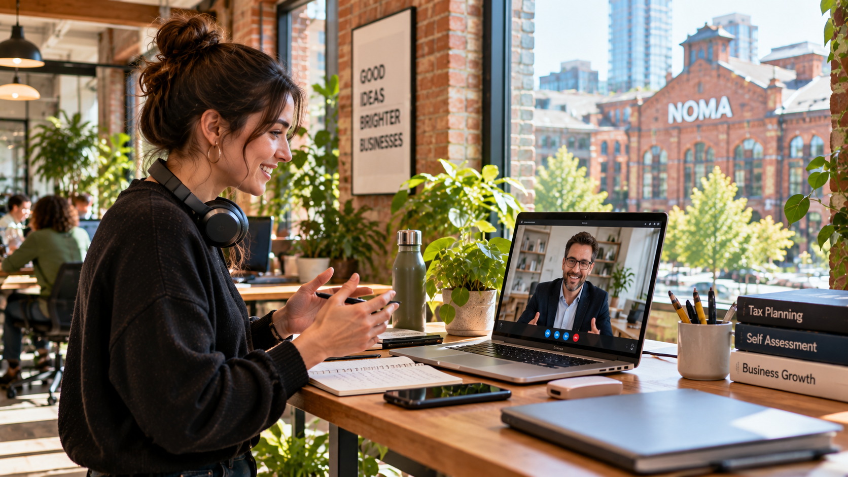 Tax Advisor in NOMA giving smart advice by video call