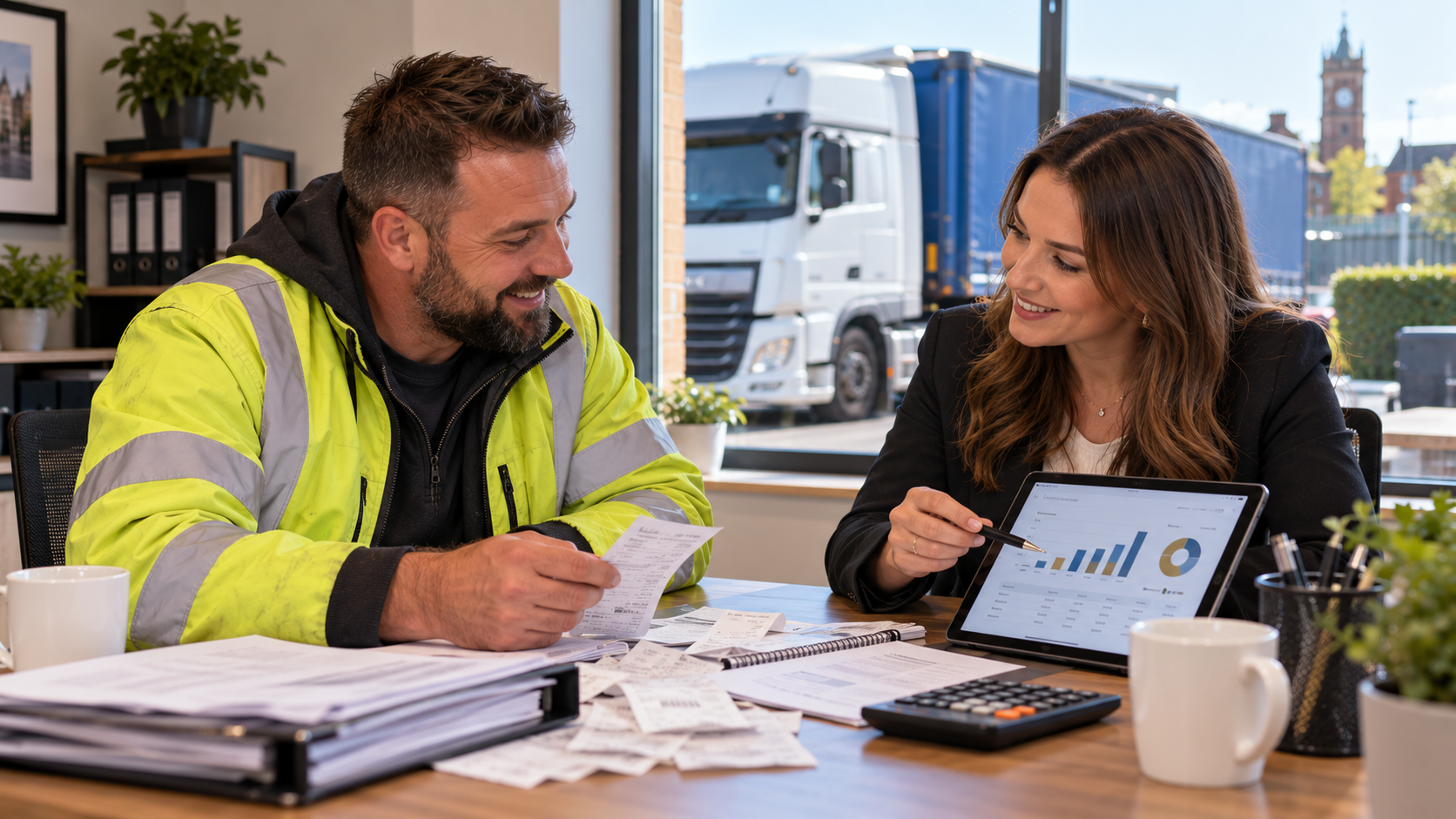 Tax Advisor in Wigan giving clear advice to a lorry driver