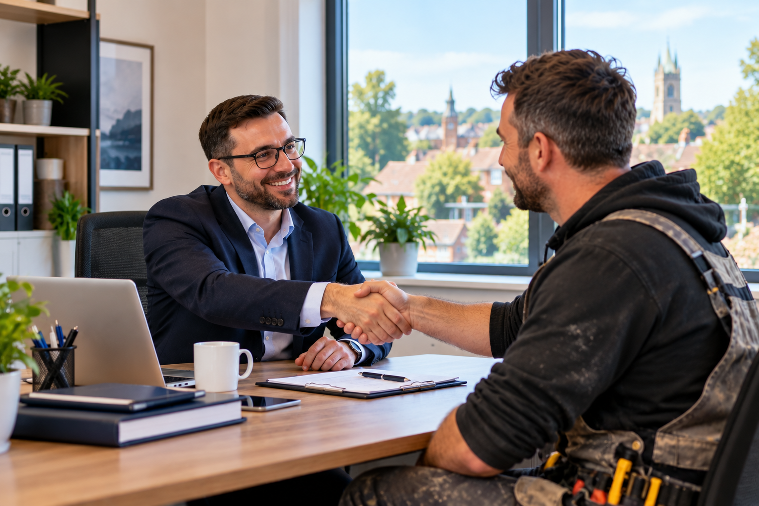 Tax Consultant in Havering meeting a local tradesperson